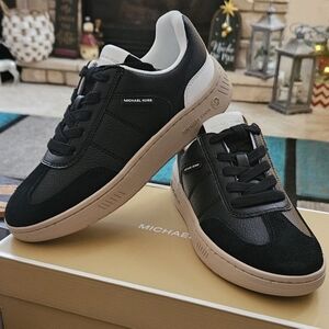 Michael Kors Black and White Sneakers with Tan Sole